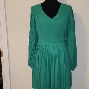 Jessica Simpson Emerald Green Pleated Tie Waist Mini Dress"